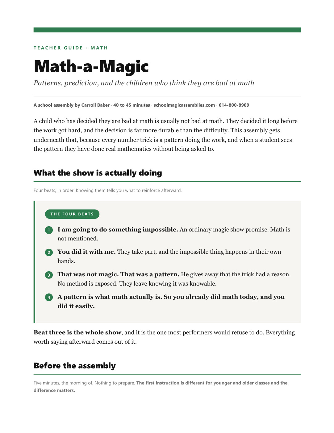 The teacher guide that comes with every assembly